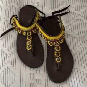 Hand-Beaded African Sandals